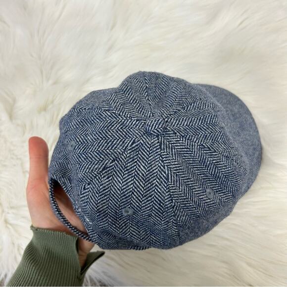 J.Crew Navy Herringbone Wool Blend Knit Baseball Hat OS - Picture 5 of 10
